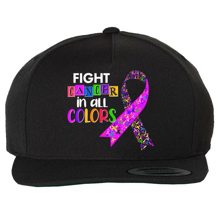 Fight Cancer In All Colors Awareness Ribbons Wool Snapback Cap