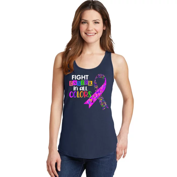 Fight Cancer In All Colors Awareness Ribbons Ladies Essential Tank