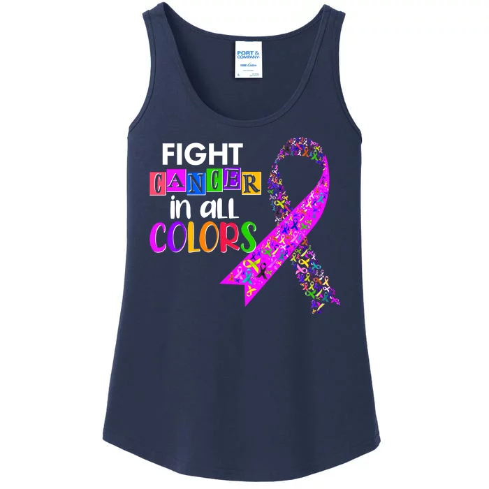 Fight Cancer In All Colors Awareness Ribbons Ladies Essential Tank