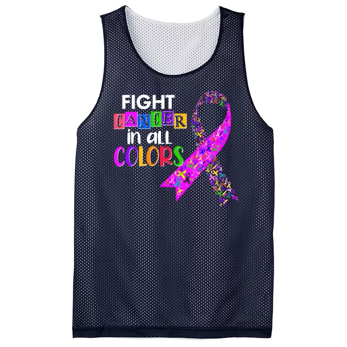 Fight Cancer In All Colors Awareness Ribbons Mesh Reversible Basketball Jersey Tank