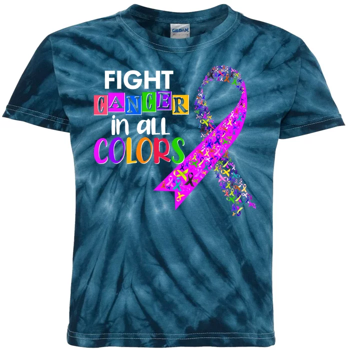 Fight Cancer In All Colors Awareness Ribbons Kids Tie-Dye T-Shirt