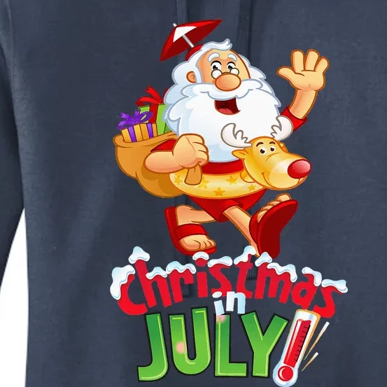 Funny Christmas in July Summer Reindeer Float Xmas Women's Pullover Hoodie