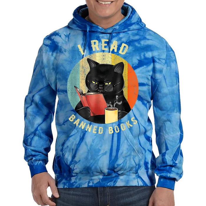 Funny Cat I Read Banned Books Bookworms Loves Reading Books Tie Dye Hoodie