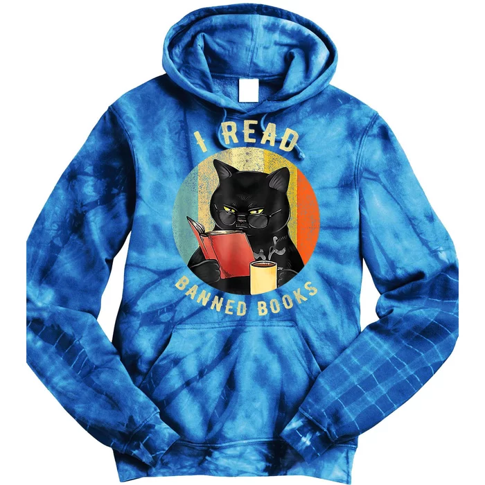 Funny Cat I Read Banned Books Bookworms Loves Reading Books Tie Dye Hoodie