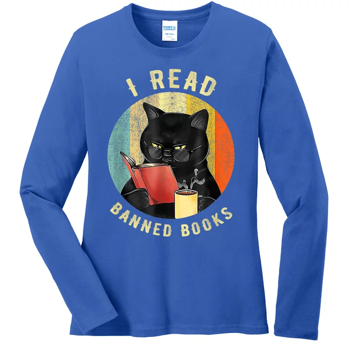 Funny Cat I Read Banned Books Bookworms Loves Reading Books Ladies Long Sleeve Shirt