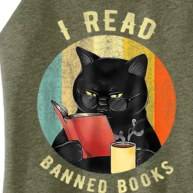 Funny Cat I Read Banned Books Bookworms Loves Reading Books Women’s Perfect Tri Rocker Tank