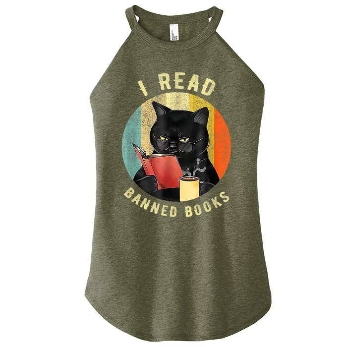 Funny Cat I Read Banned Books Bookworms Loves Reading Books Women’s Perfect Tri Rocker Tank