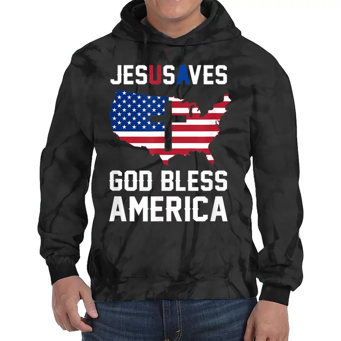 Funny Christian Jesus Saves Patriotic USA God Bless America Tie Dye Hoodie