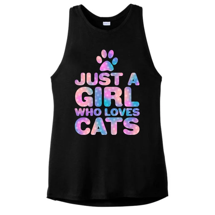 Funny Cute Just A Girl Who Loves Cats Ladies Tri-Blend Wicking Tank