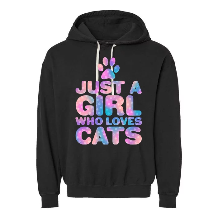 Funny Cute Just A Girl Who Loves Cats Garment-Dyed Fleece Hoodie