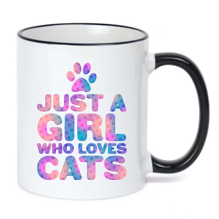 Funny Cute Just A Girl Who Loves Cats Black Color Changing Mug