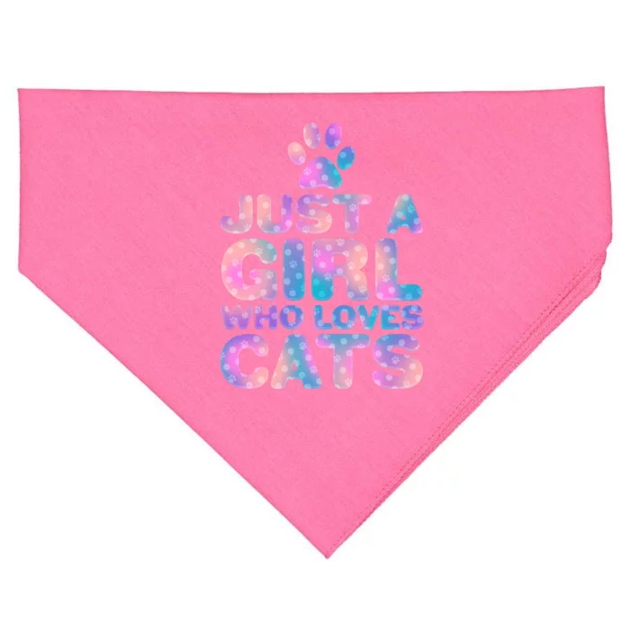 Funny Cute Just A Girl Who Loves Cats USA-Made Doggie Bandana