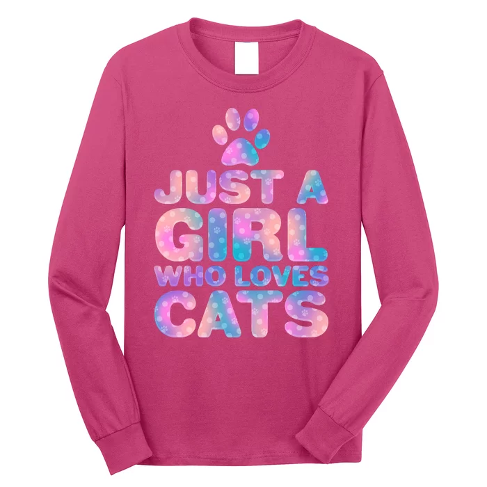 Funny Cute Just A Girl Who Loves Cats Long Sleeve Shirt