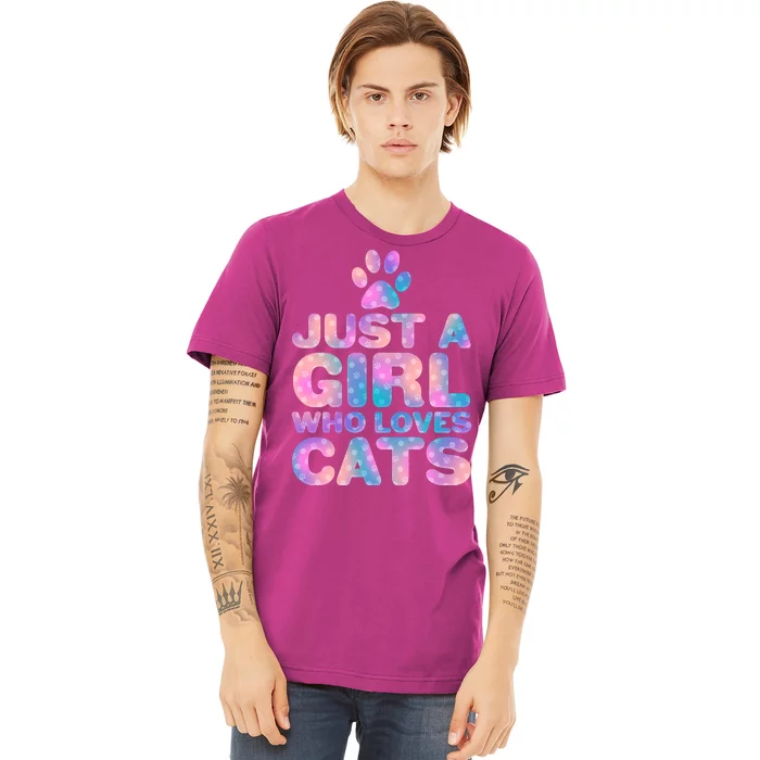 Funny Cute Just A Girl Who Loves Cats Premium T-Shirt