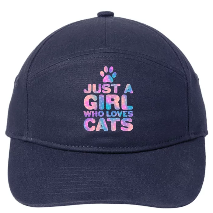 Funny Cute Just A Girl Who Loves Cats 7-Panel Snapback Hat