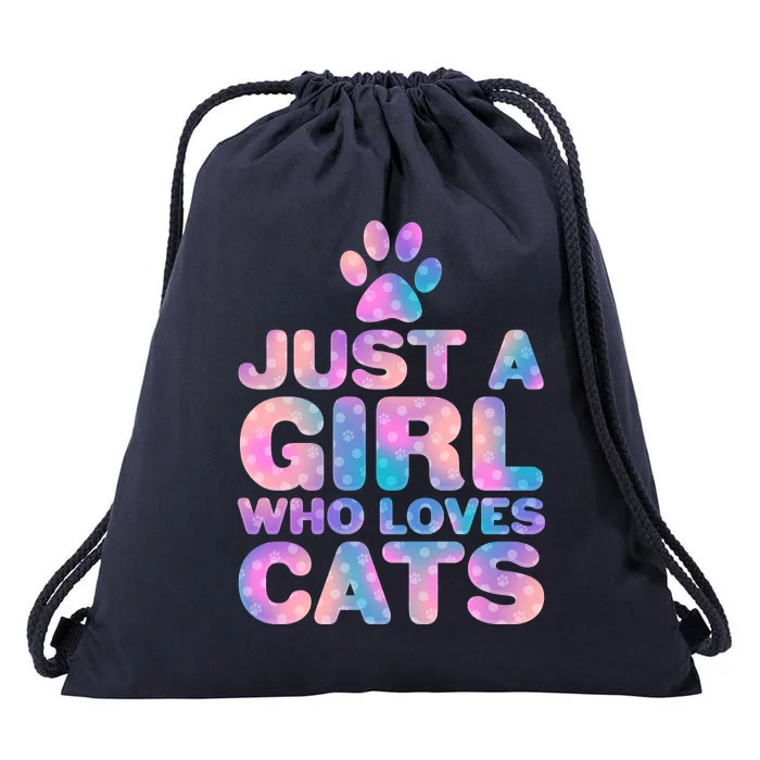 Funny Cute Just A Girl Who Loves Cats Drawstring Bag