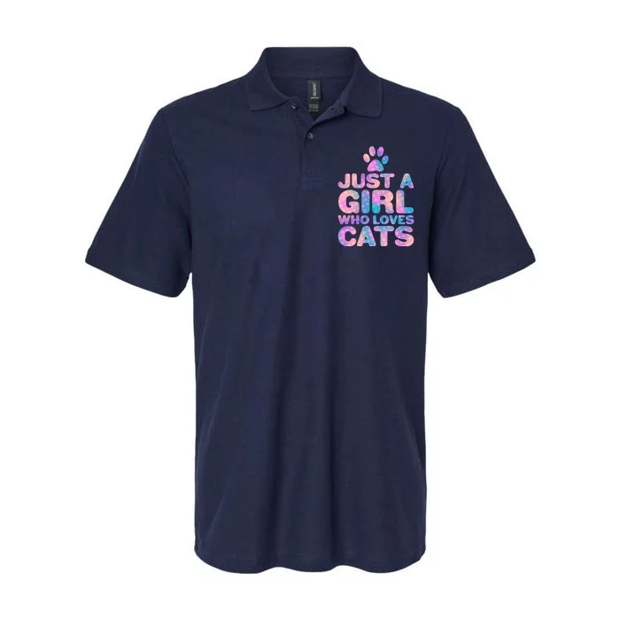 Funny Cute Just A Girl Who Loves Cats Softstyle Adult Sport Polo