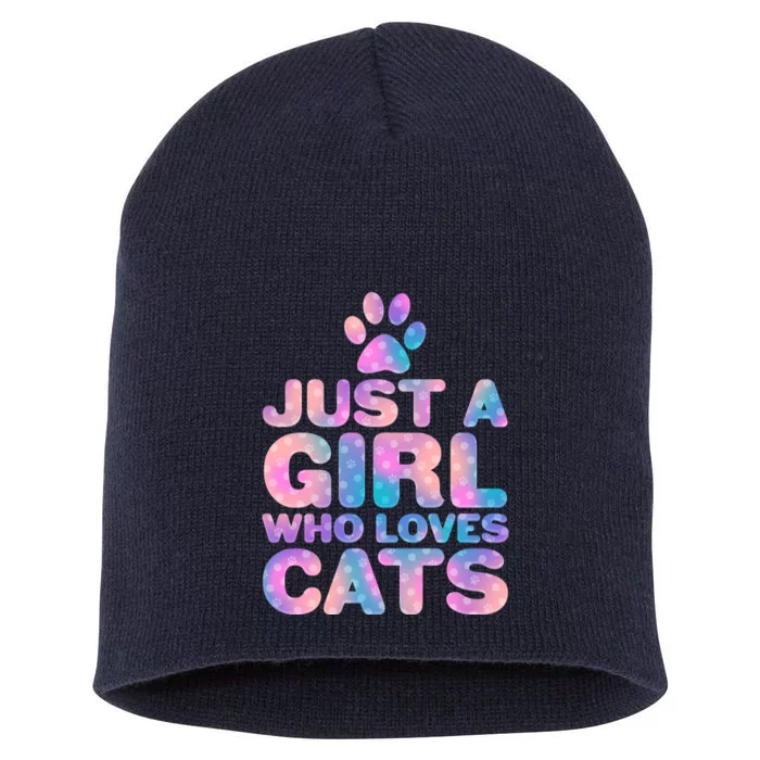 Funny Cute Just A Girl Who Loves Cats Short Acrylic Beanie