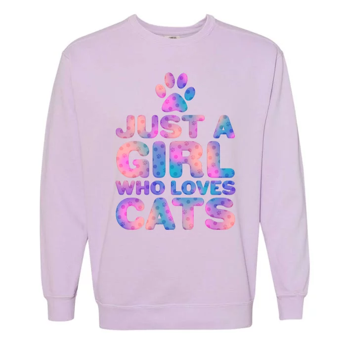 Funny Cute Just A Girl Who Loves Cats Garment-Dyed Sweatshirt