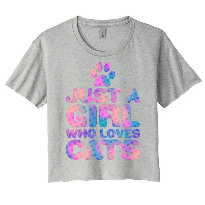 Funny Cute Just A Girl Who Loves Cats Women's Crop Top Tee