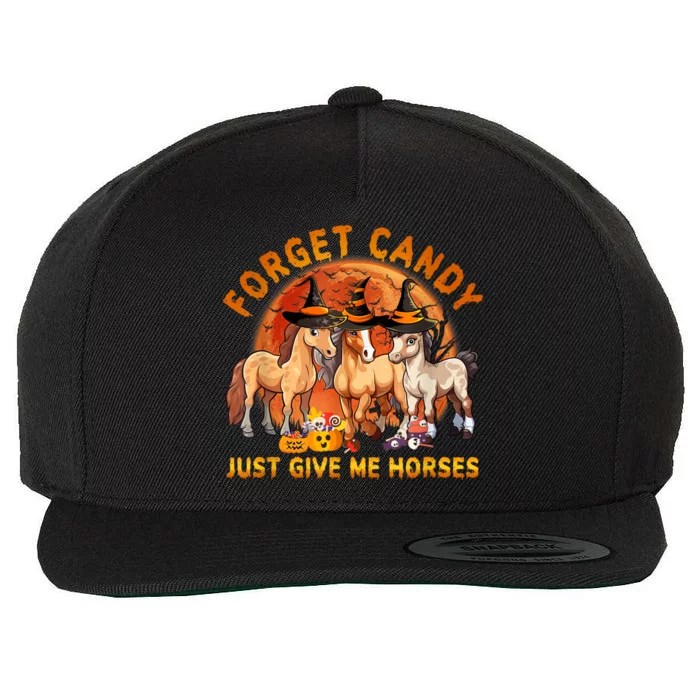 Forget Candy Just Give Me Horses Halloween Wool Snapback Cap