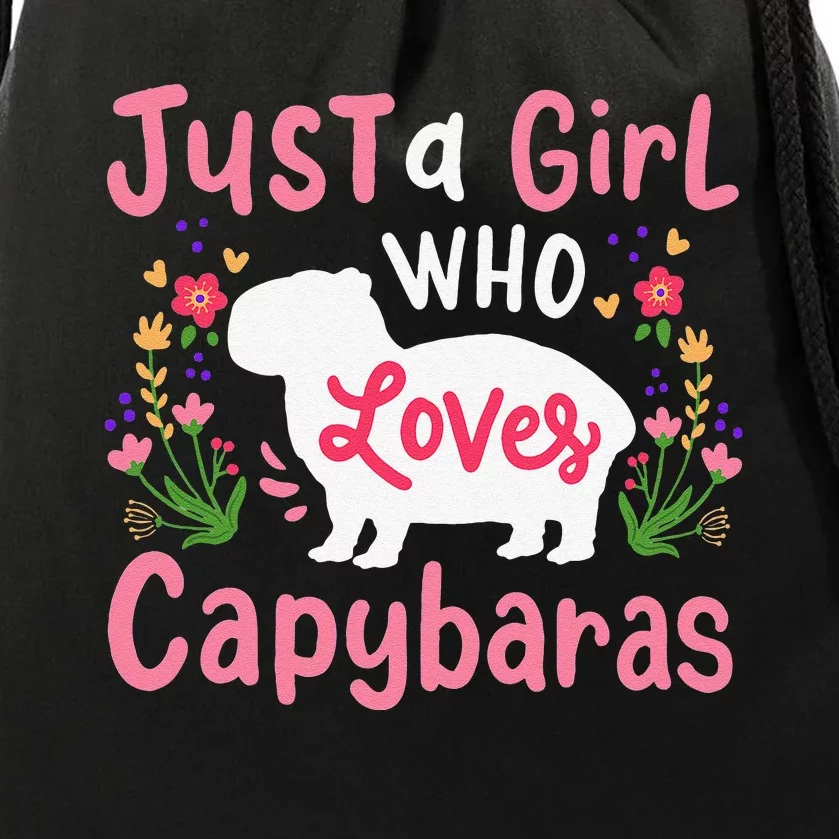 Funny Capybara Just a  Who Loves Capybaras Drawstring Bag