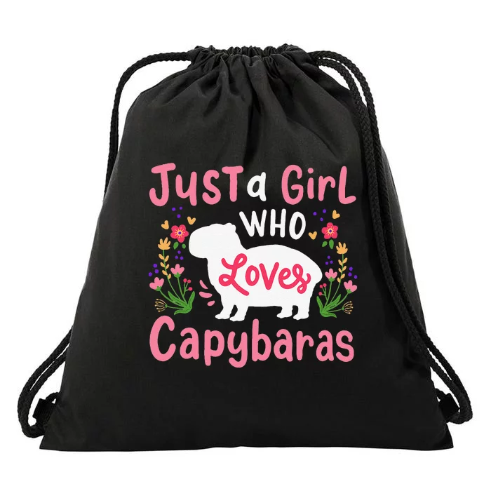 Funny Capybara Just a  Who Loves Capybaras Drawstring Bag