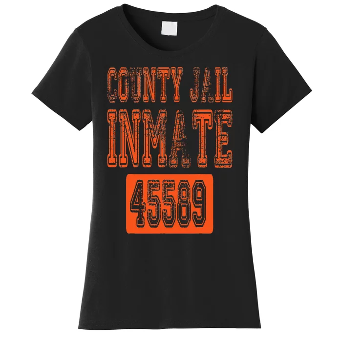 Funny County Jail Inmate Prisoner Costume Party Orange Women's T-Shirt