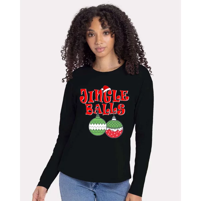 Funny Christmas Jingle Balls Matching Couples Shirts Womens Cotton Relaxed Long Sleeve T-Shirt