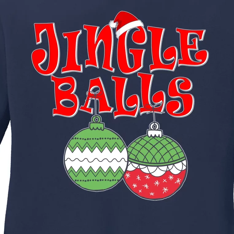 Funny Christmas Jingle Balls Matching Couples Shirts Ladies Long Sleeve Shirt