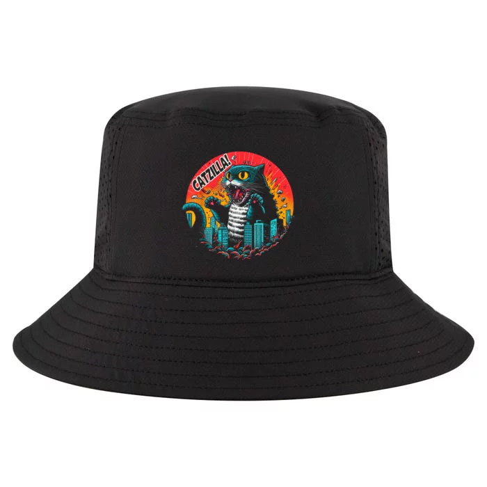 Funny Cat Japanese Catzilla Cool Comfort Performance Bucket Hat