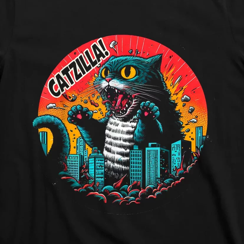 Funny Cat Japanese Catzilla T-Shirt