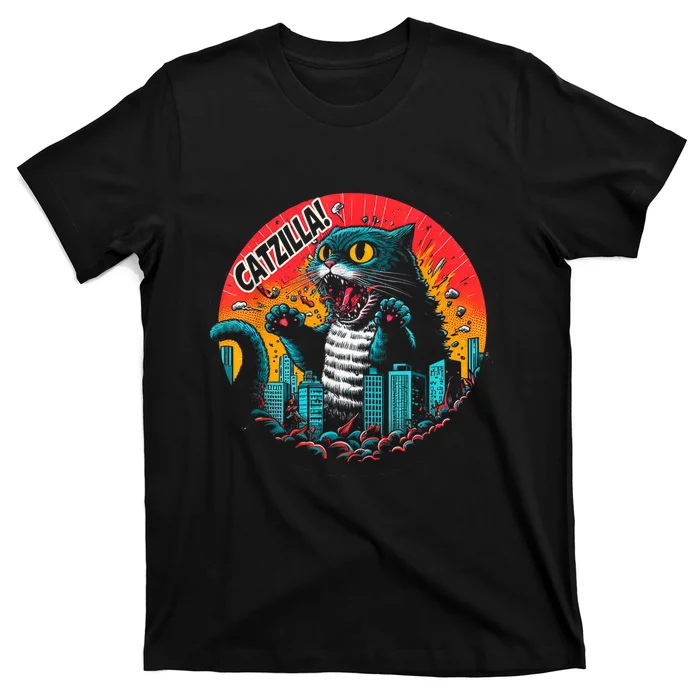 Funny Cat Japanese Catzilla T-Shirt