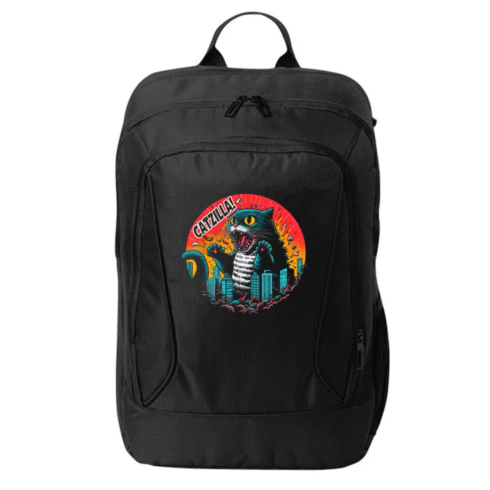 Funny Cat Japanese Catzilla City Backpack