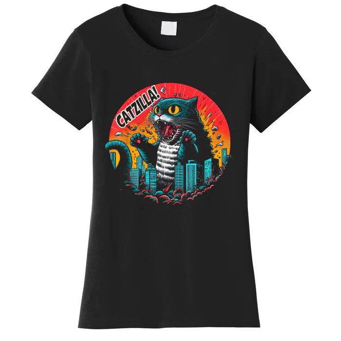 Funny Cat Japanese Catzilla Women's T-Shirt