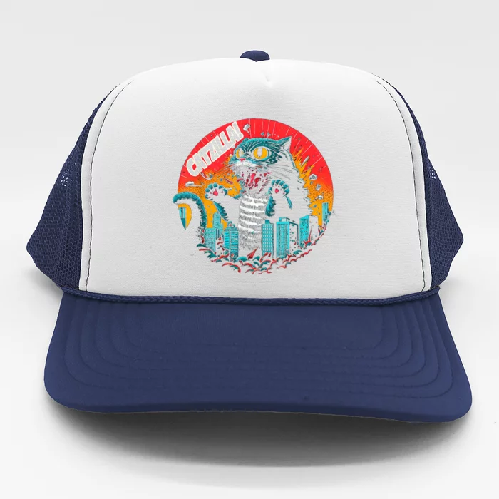 Funny Cat Japanese Catzilla Trucker Hat