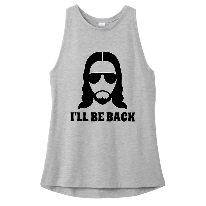 Funny Christian Jesus I'll Be Back Ladies Tri-Blend Wicking Tank