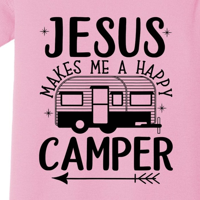 Funny Christian Jesus Makes Me A Happy Camper Baby Bodysuit