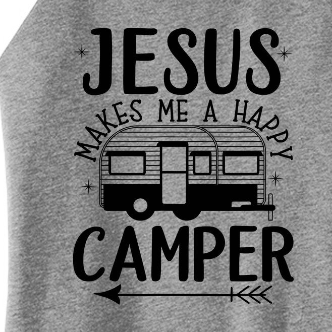 Funny Christian Jesus Makes Me A Happy Camper Women’s Perfect Tri Rocker Tank