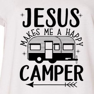 Funny Christian Jesus Makes Me A Happy Camper Women's V-Neck Plus Size T-Shirt