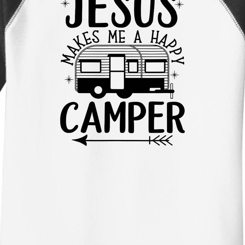 Funny Christian Jesus Makes Me A Happy Camper Toddler Fine Jersey T-Shirt