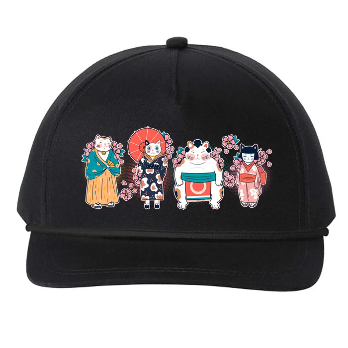 Funny Cute Japanese Cat Neko Family Snapback Five-Panel Rope Hat