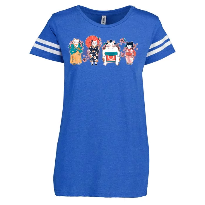 Funny Cute Japanese Cat Neko Family Enza Ladies Jersey Football T-Shirt