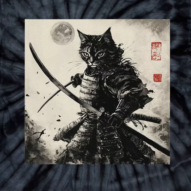 Funny Cat Japanese Samurai Ukiyo E Art Gift Tie-Dye T-Shirt