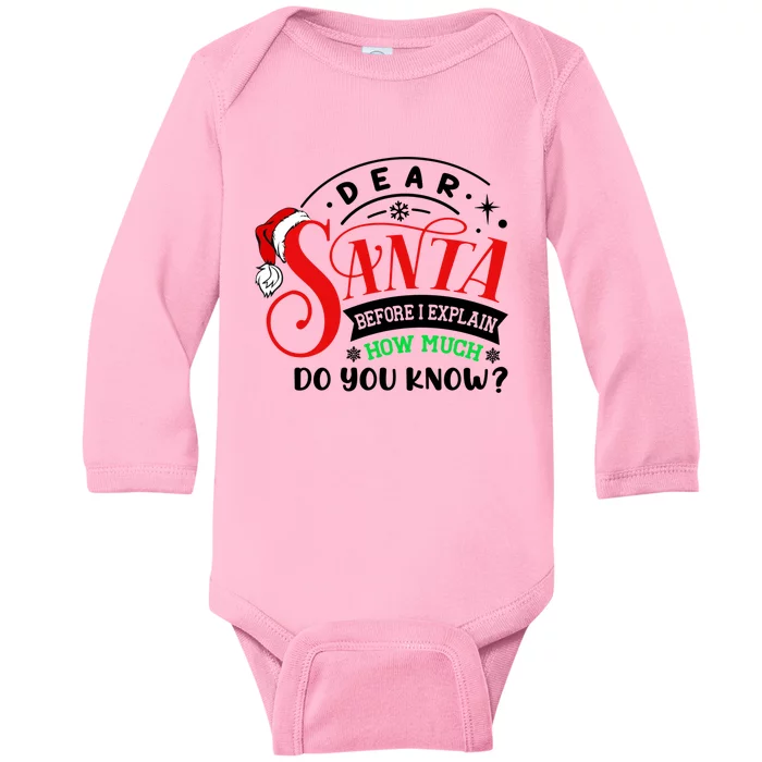 Funny Christmas Joke Santa Dear Santa I Can Explain Gift Baby Long Sleeve Bodysuit