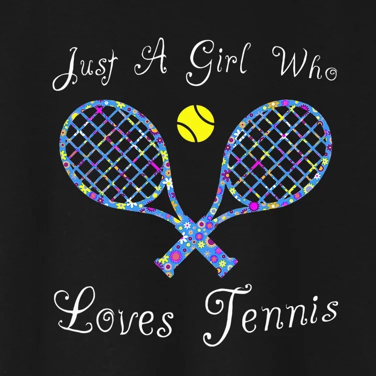 Fun Cute Just A Girl Who Loves Tennis Player Women's Crop Top Tee