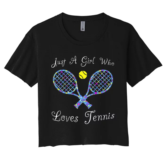 Fun Cute Just A Girl Who Loves Tennis Player Women's Crop Top Tee