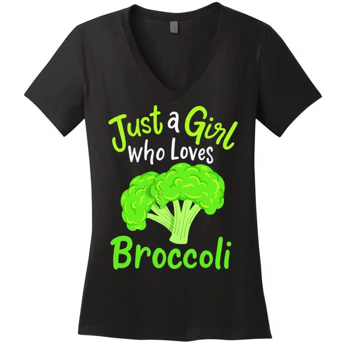 Fun Cute Just A Girl Who Loves Broccoli Women's V-Neck T-Shirt