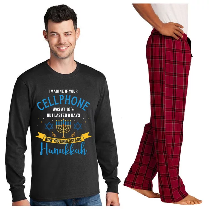 Funny cellphone jewish hanukkah chanukah Long Sleeve Pajama Set