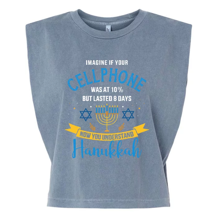 Funny cellphone jewish hanukkah chanukah Garment-Dyed Women's Muscle Tee